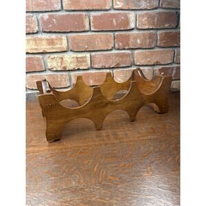 Mid Century Danish Modern Stackable Teak Wood 3 Bottle Wine Rack Holder